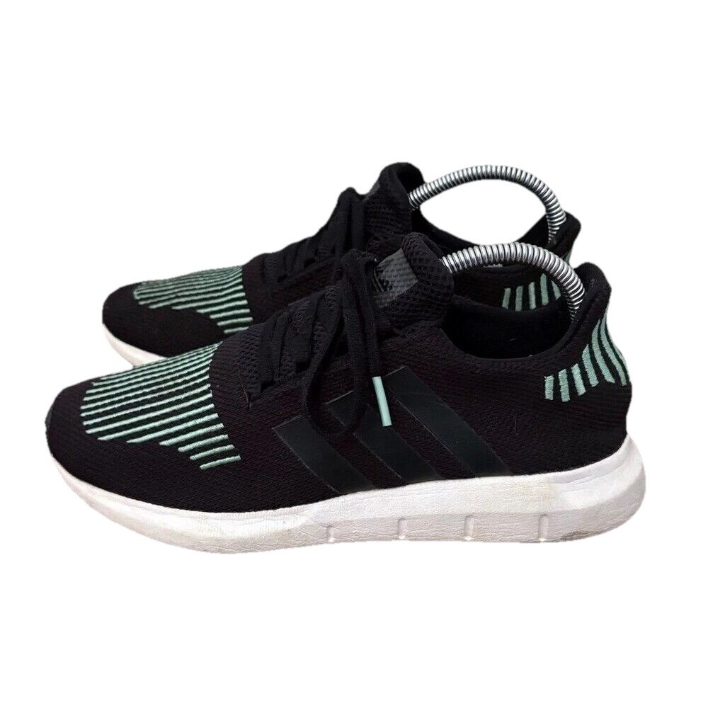 Adidas Swift Run Shoes CG4158 Black Green Size 6.5 Men Or Youth Running Sneakers